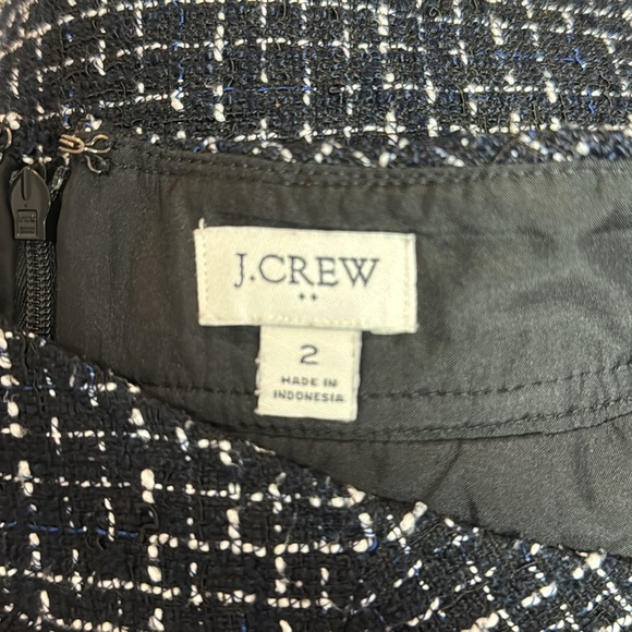 J. Crew A-line Tweed Skirt Black White & Blue Career Preppy Staple Sz 2 - Picture 6 of 13